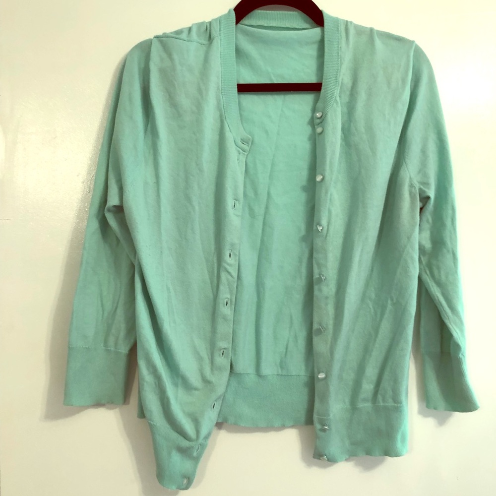 JCrew 3/4 Sleeve Cardigan In Turquoise L
